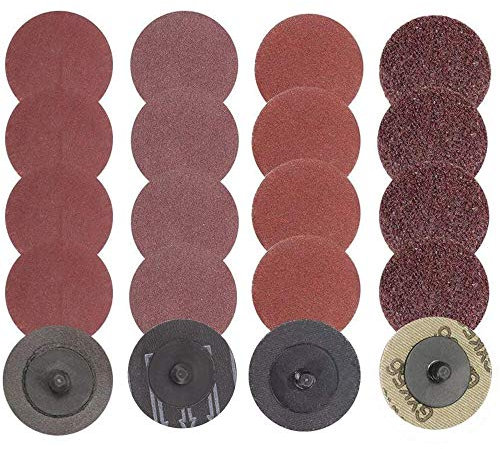 Mesee 40Pcs Disques de Ponçage à Changement Rapide Disque Abrasif de 50mm Grit Roll Lock Pads de Sablage Rond Papier Abrasif Grain 24/60/120/240 pour Outils Rotatifs