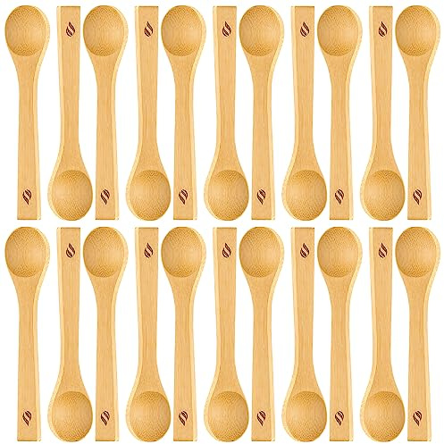 Golden Nature Bambus-Löffel-Set (10 Stück), kleine Teelöffel für die Küche, kleine Holzlöffel, perfekt für Zucker, Gewürze, Kaffee, Marmelade, Kräuter, Honig und Dessert