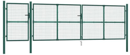 vidaXL Puerta de jardín de malla verde 500x125 cm acero galvanizado