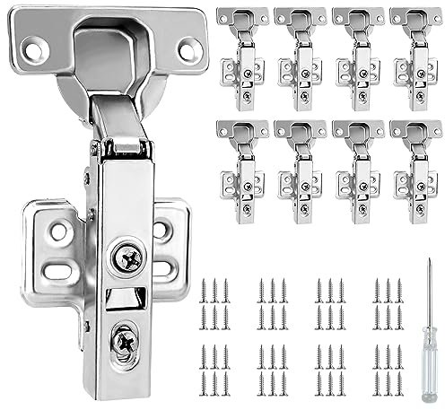 8 Stück Premium Schrank Scharniere Soft Close aus Kaltgewalztem Stahl, 100°-110° Öffnungswinkel – Hydraulikfeder, Verdeckt, Abnehmbar, Nickelbeschichtung für Küchenschrank, Abnehmba