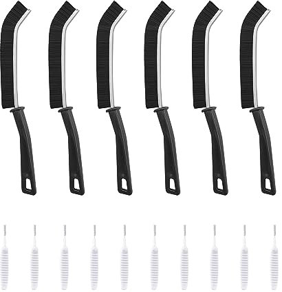 6 brosses de nettoyage pour joints et 10 petites brosses de nettoyage, outil de nettoyage des joints, kit de nettoyage multifonction, brosse de salle de bain avec long manche, convient pour la salle