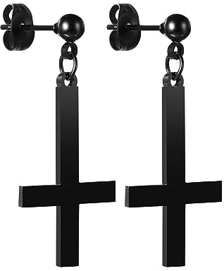 Cupimatch Kreuz Ohrstecker Petruskreuz Ohrringe - Inverted Cross Upside Down Kreuz Ohrringen Edelstahl Ohrringe für Herren Damen