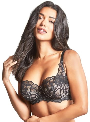 Panache Women's Allure Stretch Lace Full Cup Underwire Bra (10765), Black/Latte, 34DD