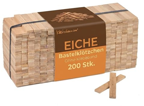 Klötzchenmann Eiche Bastelklötzchen 200 Stück ohne Klebeband Holzklötzchen zum Basteln für DIY Projekte Bastelholz Bastelhölzchen für Fensterbank und als Deko