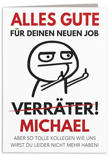 Abschiedskarte Kollegen Jobwechsel personalisiert Karte Abschied Kollegin Kollege Abschiedsgeschenk Grußkarte Klappkarte Faltkarte mit Umschlag 10,5 x 14,8 cm