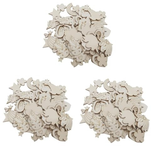 SEWACC 180 Stk Einhorn aus Holz selber malen Blumenblattausschnitte selber machen unvollendete Verzierung kinder bastelset basteln für kinder DIY-Graffiti-Holz-Einhorn Bambus