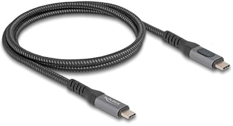 DeLOCK Cavo coassiale USB 40 Gbps per Dati e Ricarica Rapida 1 m 8K 60 Hz USB PD 3.1 Extended Power Range 240 W