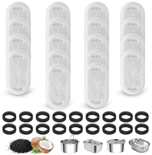 YeeQo 36 Filtros Fuente Gatos, 18 filtros de carbón y 18 filtros de Esponja