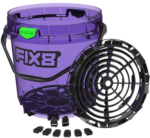 FIX8 Professional Car Wash Bucket with Grit Guard and Iron Guards– 4.4 Gallon Heavy-Duty Cleaning Bucket for Scratch-Free Car Detailing – Durable and Easy to Use for Car cleaning