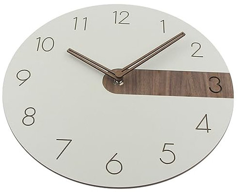 IMIKEYA Holz Wanduhr Runde Uhr Leise Hängeuhr Wohnkultur Ohne Batterie Für Wohnzimmer Schlafzimmer Kinderzimmer Hotel