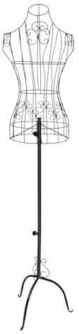 HuKaiL Manichino da sarto, in ferro, nero, femminile, regolabile, altezza 140-160 cm, con tre piedini curvi, Torso Annequin rimovibile, per esporre vestiti, 36 x 68 cm