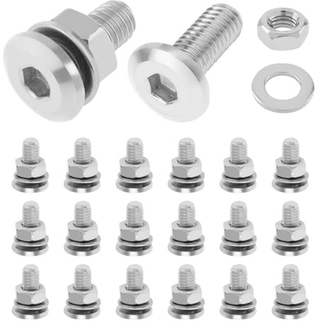 Smgda Lot de 20 vis à tête plate M6 x 15 mm, boulons à tête fraisée avec écrous, rondelles et clé Allen, boulon à six pans creux en acier inoxydable 304 avec finition brillante (M6 x 15 mm)