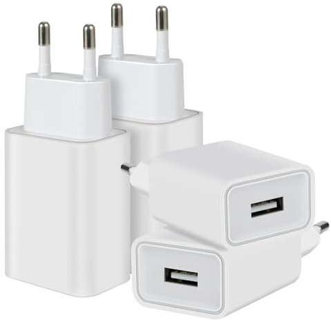4 Pack 12W Ladegerät USB Netzteil Stecker Adapter, 2.4A/5V Ladestecker USB Netzstecker Steckdose Kompatibel mit iPhone Samsung Huawei Xiaomi Oppo