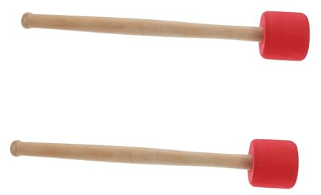 Vaguelly 2 Baquetas de Bombo Ligeras y Portátiles Cabeza de Espuma Sólida y Mango de Madera Antideslizante para Práctica y Enseñanza de Percusión