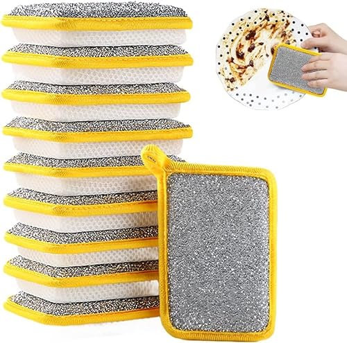 Spugna per lavare i piatti, panno per la pulizia della cucina e del bagno, antigraffio, riutilizzabile, spugna assorbente per lavare i piatti (10 pezzi, taglia unica)