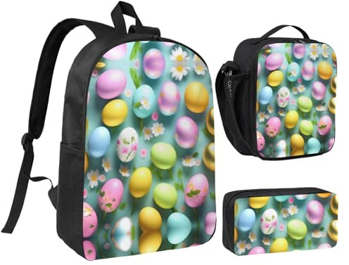 YQxwJL Juego de 3 bolsas de mochila con lonchera y estuche para lápices para viajes, trabajo, camping, unisex