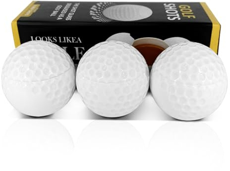 TRACOMPAN Golf Ball Shot Glass with Lids 3Pack Personalised Golf Gifts for Men | Novelty Whiskey Glasses | Shatterproof Drinking Tumblers for Home Bar, Birthdays & Golfs Tournaments
