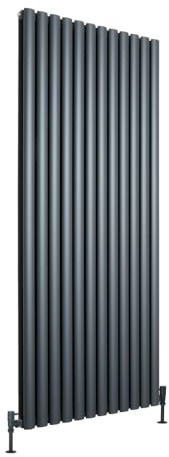 MILANO Anthracite Vertical Double Oval Panel Aluminium Radiator 1800x720mm