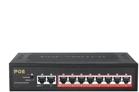 Switch di Rete, Switch POE A 8 Porte Switch Ethernet 10/100Mbps 8 POE +2 Uplink Con Alimentazione Interna For Router WiFi/telecamera IP/AP Wireless,Affidabile
