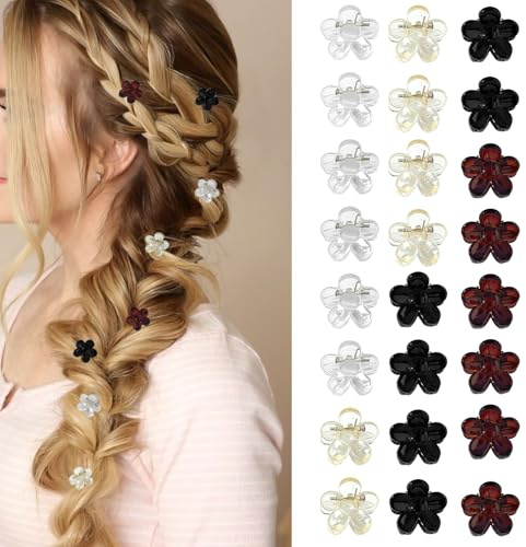 24 Pcs Mini Flower Claw Clips - 2cm Tiny Hair Clips for Baby Girls, Toddlers & Women, Cute Barrettes & Hair Accessories