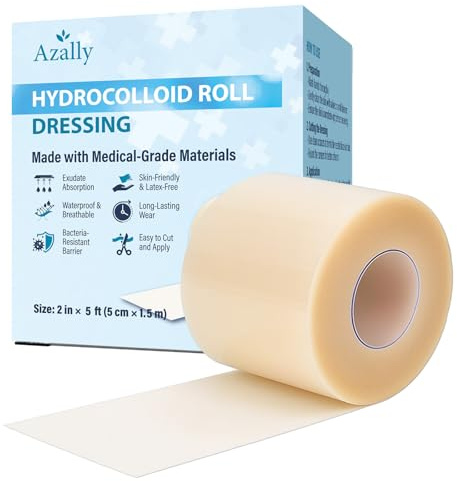 Hydrokolloid Pflaster Rolle Hydrocolloid Roll: Wasserfest, atmungsaktiv und zuschneidbar Patches für Akne, Blasenpflaster, Pickel-Patches & Reibungsschutz(5cm*1.5m) – Erste Hilfe Set Essential