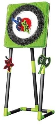 Axe Throwing Target Game, 2-in-1 Axe Throw & Lawn Dart Combo, Axe Throwing Bristle Target, Includes 2 Axes and 2 Darts, Yard Games, Carnival Games Green-Square