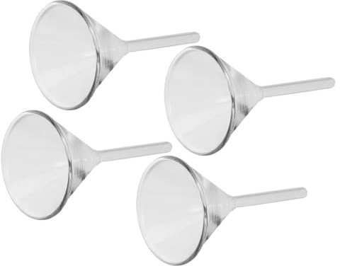 ELAYARD 4 Stück Glasfülltrichter 60mm Transparenter Laborglas Trichter mit Kurzem Stiel für Kerosin Öllampen Wissenschaftlicher Flüssigkeitstrichter für Laborfiltration