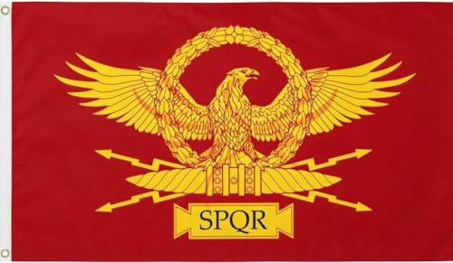 Bandiera SPQR Romana 90x150 cm - Aquila Imperiale | 2 Occhielli Metallici | Tessuto Resistente per Interno ed Esterno | Decorazione Storica Italiana