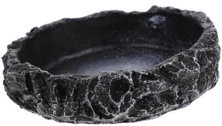Alasum Bol pour Reptiles Résine Antidérapant Plat Eau et Nourriture Décoratif pour Lézards Tortues Geckos et Serpents Surface Uniforme pour Éviter Les Fuites Insectes Couleur Naturelle