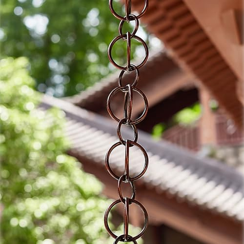 Wetsfgdg Regenkette Für Die Dachrinne Japanische Regenkette Längen 1m, 1.5m, 2m, 3m, 5m, 10m für Garten oder Terrasse-Braun-B-2m(6.6ft)