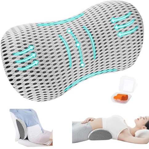 Kulamo Cojín Lumbar, Almohada de Apoyo para Cintura, Almohada Lumbar Dormir, Funda Lavable Extraíble, Cojín Lumbar de Espuma Viscoelástica para Cama, Sofá, Coche, Silla de Oficina