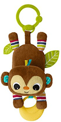 Bright Starts Spielzeug zum Anbringen an den Kinderwagen, Affe, durch Ziehen lacht der Affe