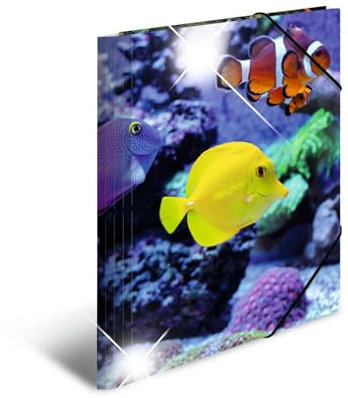 HERMA Sammelmappe A4 Fische, Kinder Eckspanner-Mappe aus Kunststoff mit Tier Motiv, Hochglanz-Optik, Gummizug, Innenklappen und Innendruck für Jungen und Mädchen