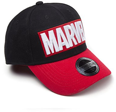 Marvel Offizielles Lizenziertes Red Brick Logo Gebogener Bill Snapback Cap Hut
