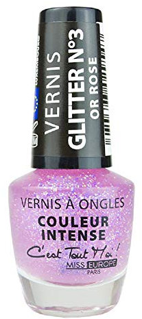 VERNIS À ONGLES GLITTER N°3 - PAILLETE OR ROSE - ANGIE BOUTIK