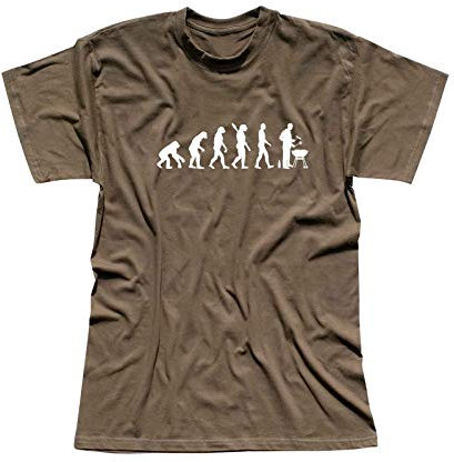 T-Shirt Evolution Grillmeister Grillen BBQ Koch Weber 13 Farben Herren XS - 5XL, Größe: 2XL, Farbe: Khaki - Logo Weiss