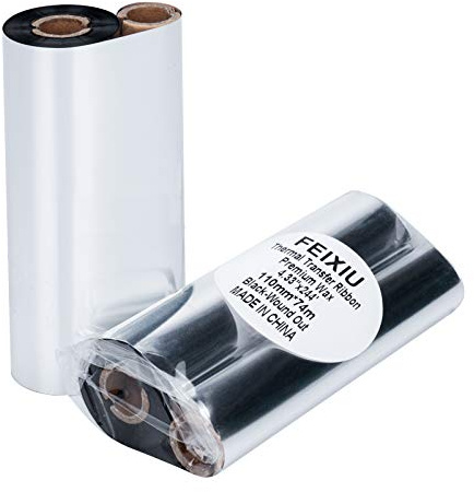 Thermo-Transferband, 110 mm x 74 m, 1 Rolle, Harzverstärktes Wachs, 1,27 cm Kern, Barcode-Etikett und -Druck für Zebra TEC GC420t, GK420t, GX420t, TLP2442, TLP2844
