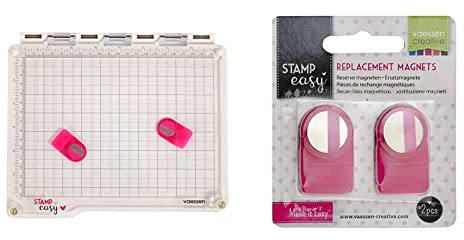 Stamp Easy Stempel Plattform Mit Offene Seite & 2137-039 Ersatzmagnete - 2X Starke Flache Runde Magnete Zum Basteln, Metall