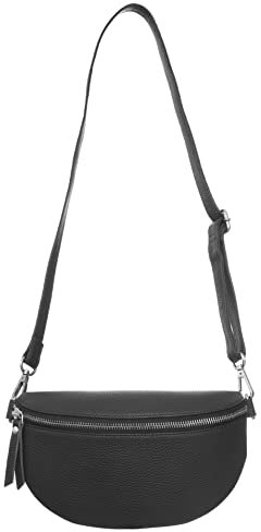 Zwillingsherz Bauchtasche mit Reißverschluss 100% Echtleder – Hochwertige Damen Bauchtasche Crossbag klein und elegant - Schultertasche Bauchtasche