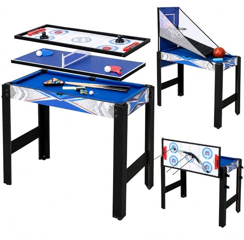 HLC Table Multijeux Enfant 5 en 1 - avec Snooker, Tir à l'arc, Hockey, Tennis De Table, Basket-Ball pour Famille, Parent-Enfant, Jeux De Table Interactifs (92 * 46 * 73cm)
