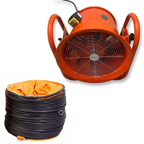 Portable Axial Ventilation Commercial Fume Extractor Blower Fan comes with Free PVC Flexible Duct Hose 5m long & one year Guarantee (18 Inches Fan with Duct)