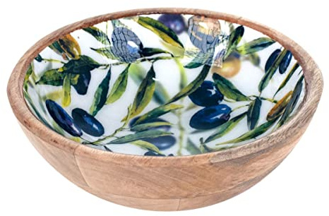 ROCKING GIFTS Bowl Redondo Cuenco Aperitivos Olivas, Madera, 20 cm