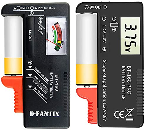 Battery Tester Checker Digital LCD Universal Battery Tester Monitor for AA AAA 9V 1.5V 1.2~4.8V Batteries,Household Battery Life Level Testers Power Meter (168+168PRO)