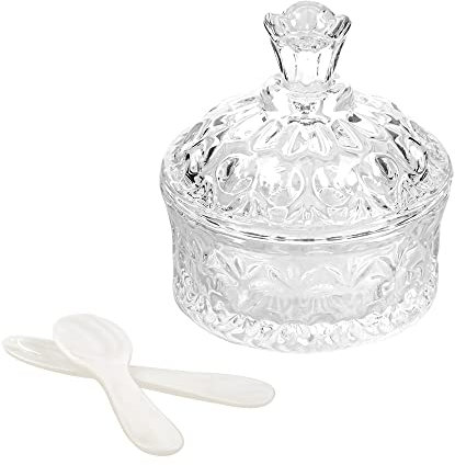 DUEBEL Dublin - Enfriador de caviar de vidrio con 2 cucharas de nácar de 3.15 pulgadas, ideal para cocina, catering y restaurante