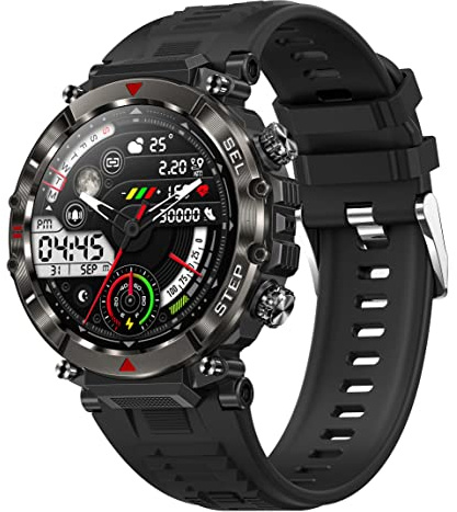 Smartwatch Herren mit Telefonfunktion Sportuhren Fitnessuhr Herren mit Blutdruckmessung Wasserdicht Militär Uhr Schrittzähler Outdoor Smartwatch Tactical Watch Military Smart Watch 100+ Sportmodi