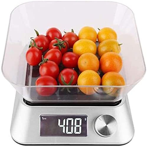 Bilancia da cucina, Bilance da cucina, Bilancia da cucina digitale da 5 kg/1 g con vassoio, bilancia elettronica for alimenti, design del pulsante rotante a 360 gradi, funzione tara, display LCD retro