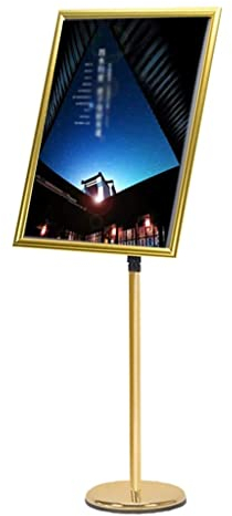A2-Plakatständer, Verstellbarer Plakatständer, bodenstehender Plakathalter, Werbeständer, Hinweisständer, Schilderhalter für Hochzeit/Show/Anzeige/Werbung (Farbe: Gold, Größe: A2)