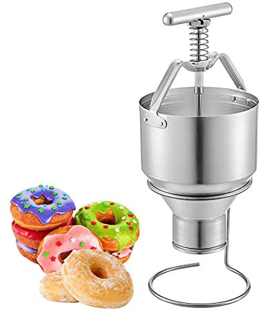 JOSBY Manual Donut Dispenser, 5L Capacity Hopper, Dropper Plunger Dough Batter Dispenser Hopper with Stand, Bakeries Food-Grade Aluminum Donut Maker Machine for Home Commercial Use