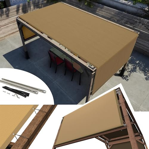 Amgo Toldo de repuesto para pérgola de 4 pies de ancho x 4 pies de largo, tela de grado comercial de 260 GSM para patio al aire libre, incluye varillas de acero inoxidable con peso (hacemos tamaño