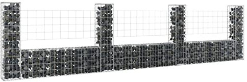 Camerina Panier de Gabion en Forme de U avec 4 poteaux Fer 380x20x100 cmPaniers À Gabions,Paniers À Gabions Arqués,Gabion,